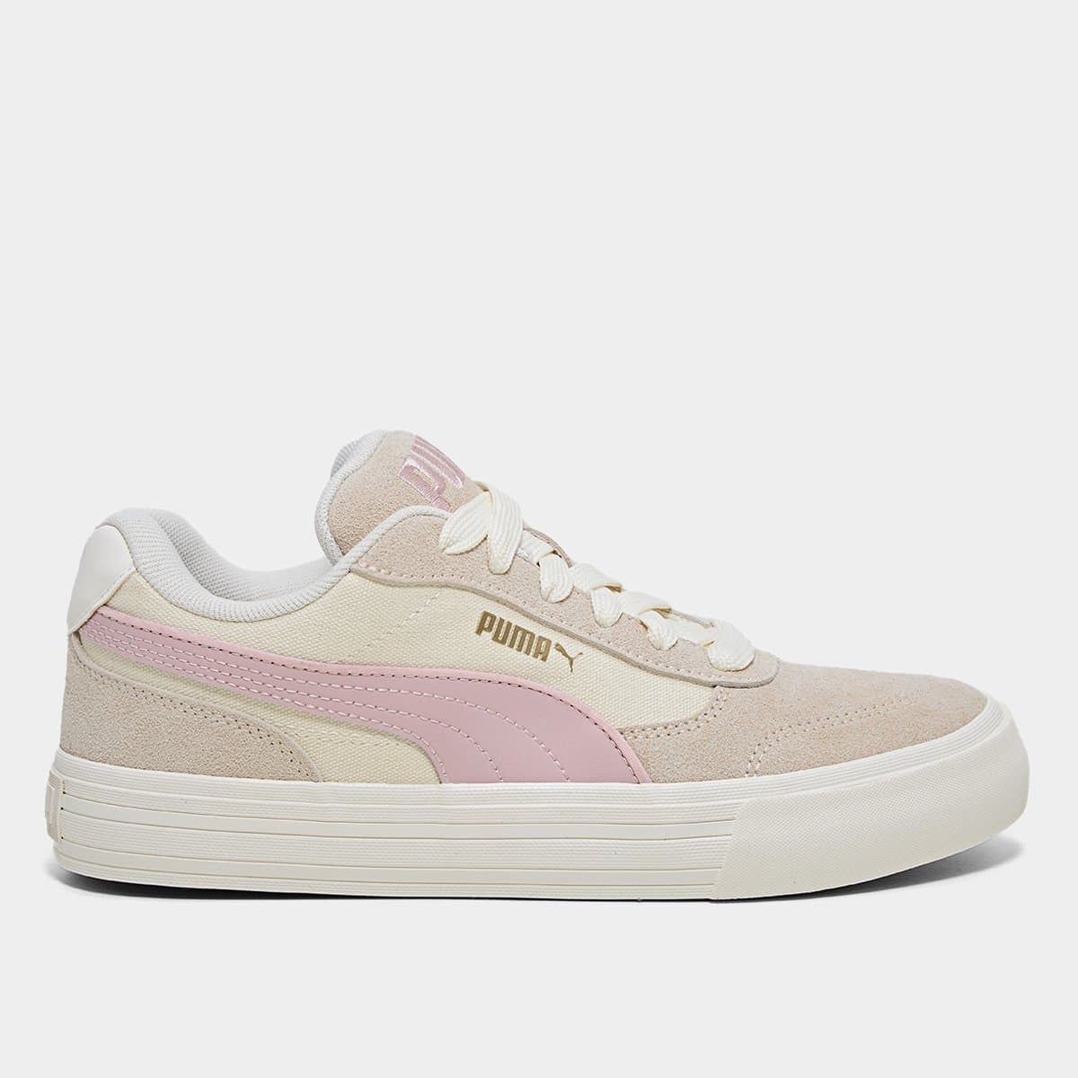 Tenis Puma Court Classic Park Vulc Feminino Branco lilas
